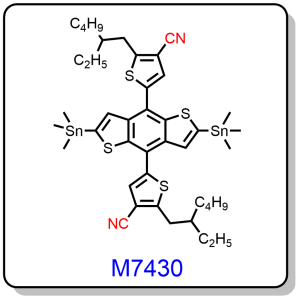 M7430——5,5'-(2,6-bis(trimethylstannyl)benzo[1,2-b:4,5-b']dithiophene-4,8-diyl)bis(2-(2-ethylhexyl)thiophene-3-carbonitrile)